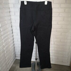 Lands' End Ladies Size Medium Tall Black Fleece Lined Pull On Track Pants
